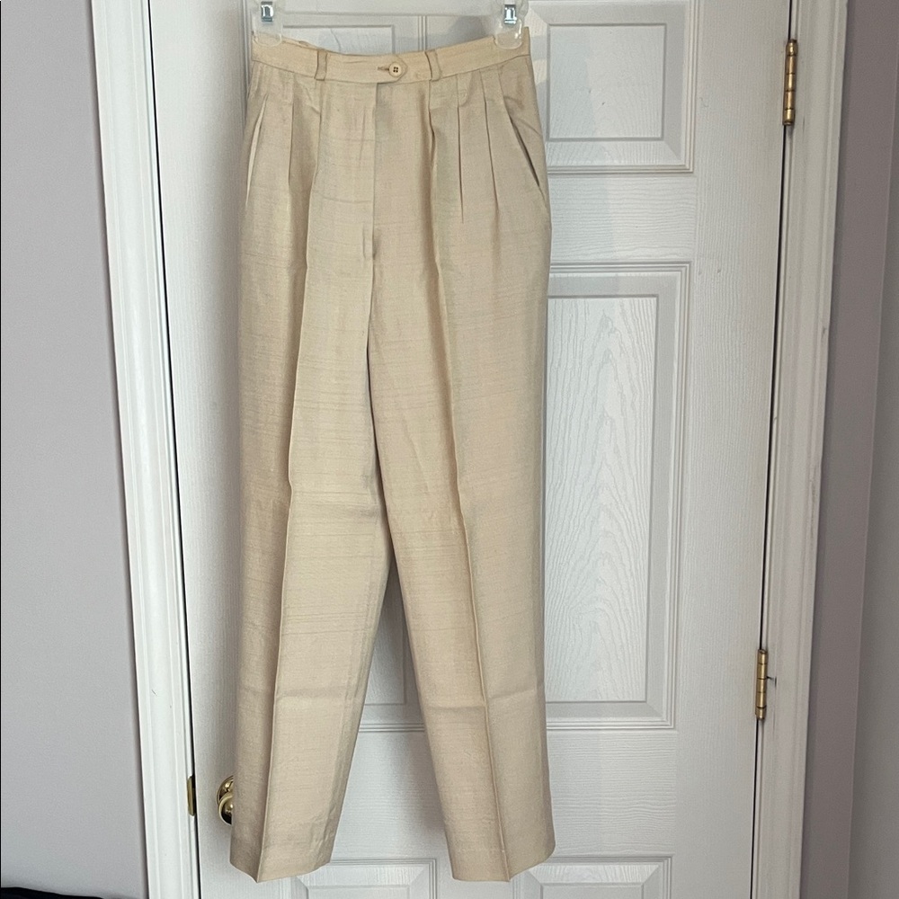 Lillie Rubin Cream Pleated Trousers